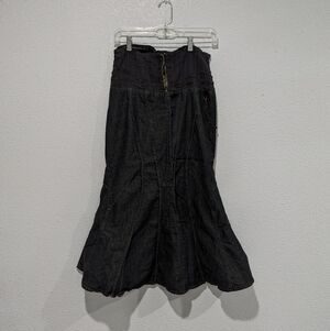 Denim Fishtail Midi Skirt